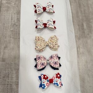 Charming patriotic Kids Hair Bow Set - Multicolor